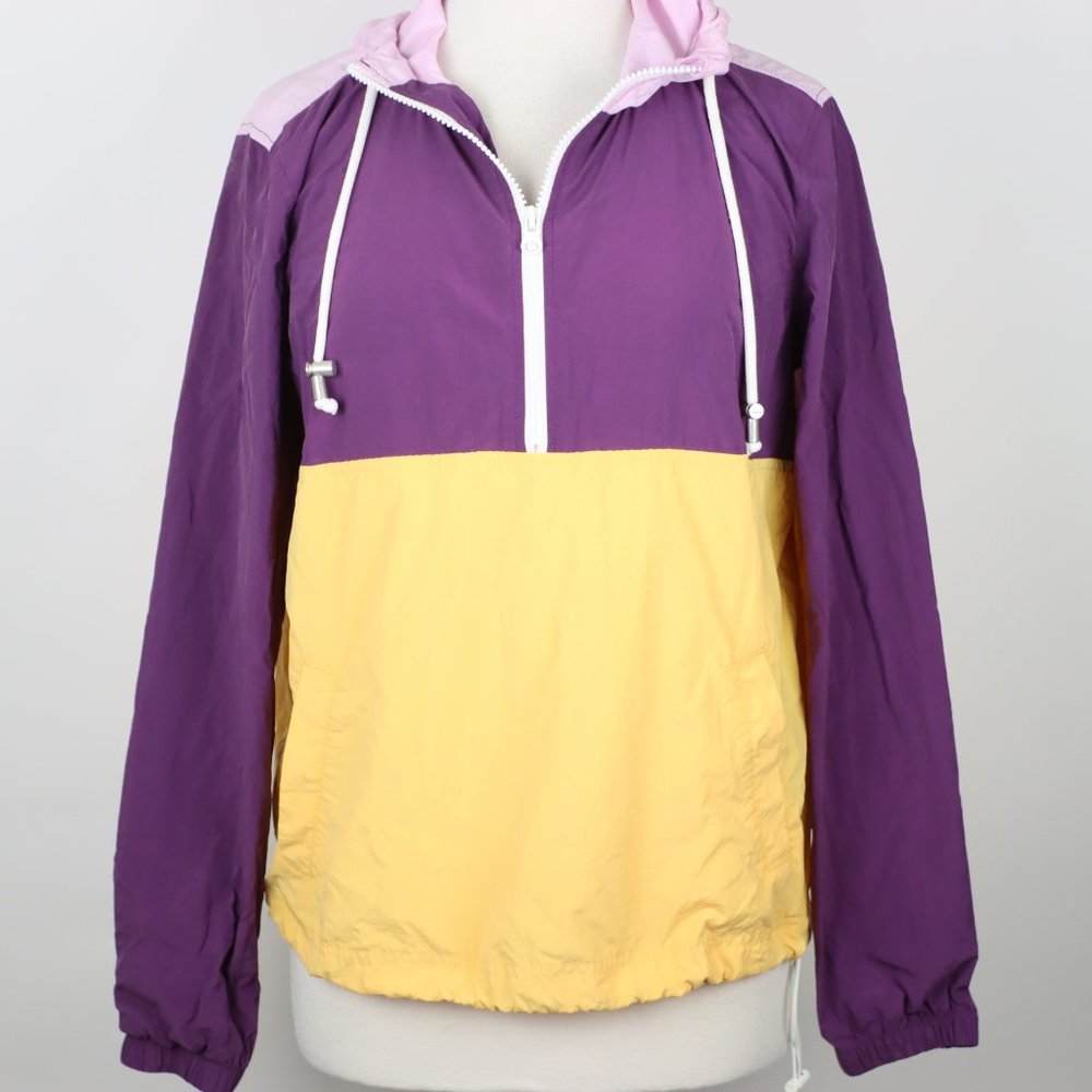 Old Navy Active Womens Small Half Zip Colorblock Hooded Windbreaker Jacket
